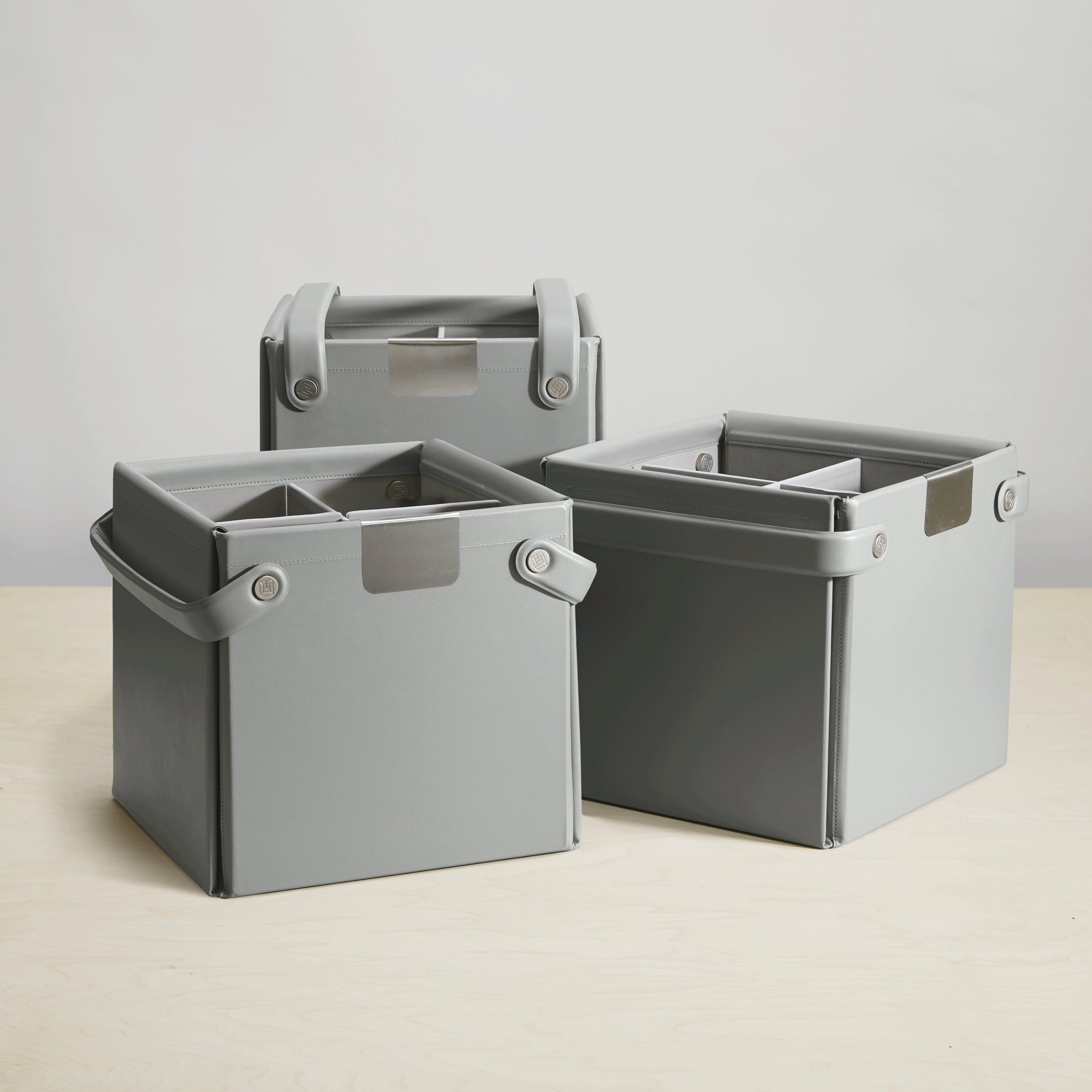 4 Pack - Sculpted Felt Storage Bins with Lids & Dividers